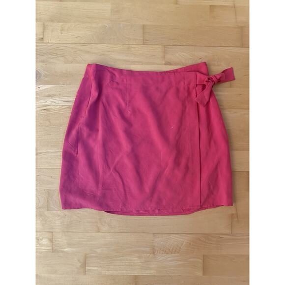 VTG Express Silk Pink Wrap Mini Skirt M - Picture 1 of 4